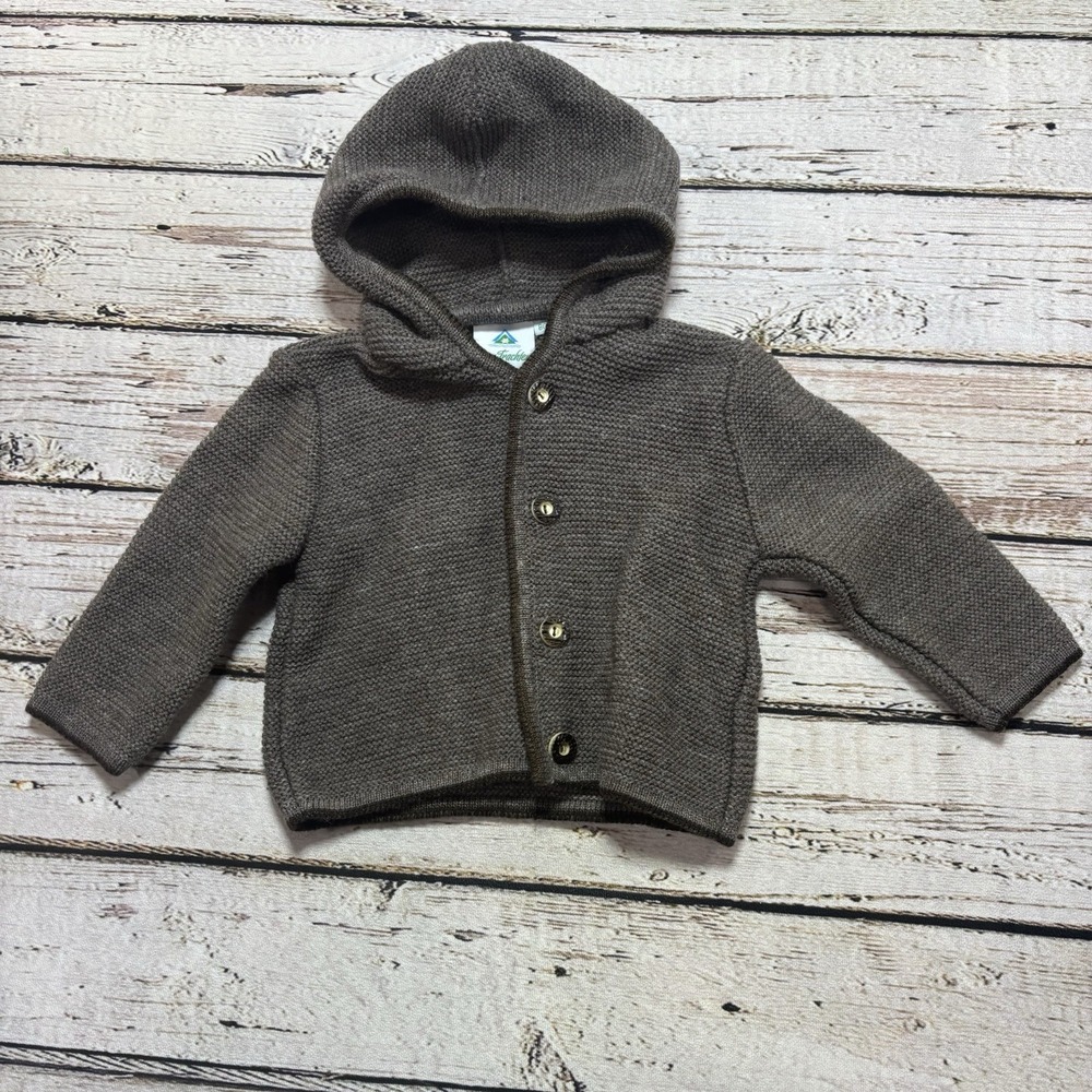 Isar Trachten Brown Hooded Sweater Wool Blend Cardigan EUR 80 18-24m Unisex Kids